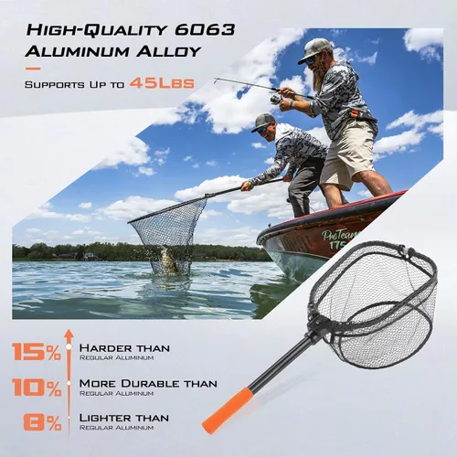Vista 2 de KastKing Red de pesca Brutus, red de aterrizaje de peces plegable y extensible, red de pesca ligera y portátil con mango de espuma EVA suave