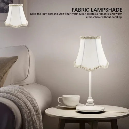 Vista 6 de FERCAISH Pantalla de estilo europeo moderno, pantalla de lino de tela de estilo real, lámpara para sala de estar, cocina y comedor candelabros y 024