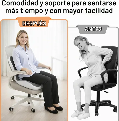 Vista 7 de Juego de cojines de asiento ergonómicos con almohada de apoyo lumbar, cojín de espuma viscoelástica de alta densidad con base antideslizante, cojín