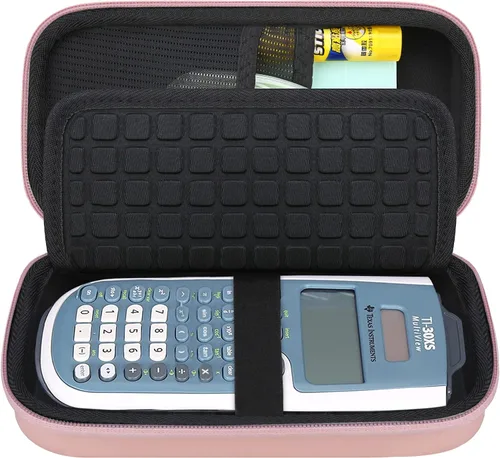 Vista 9 de Canboc Funda de transporte para calculadora científica Texas Instruments TI-30XS/TI-36X Pro MultiView, bolsa de malla para cable, baterías, Negro
