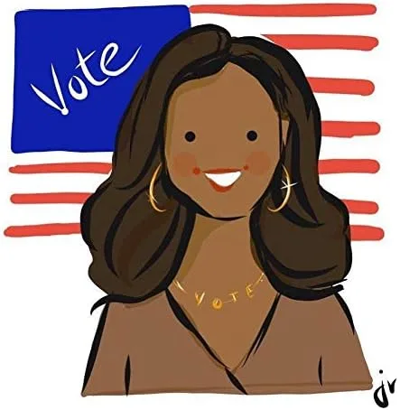 Vista 6 de Collar largo tiantian voto, chapado en oro de 14 quilates personalizado Michelle Obama carta votante collar para mujeres y niñas