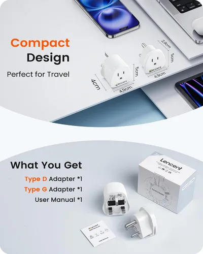 Vista 8 de LENCENT Juego de adaptadores de adaptador de viaje tipo D y G