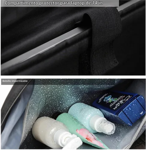 Vista 5 de Bolsa de viaje HYC00, bolsa de fin de semana para llevar en el hombro para mujer, bolsa de gimnasio deportiva con bolsillo para artículos húmedos