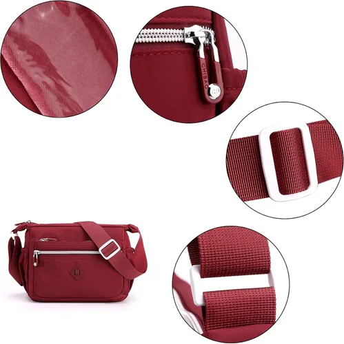 Vista 5 de Oichy Bolso cruzado para mujer, impermeable, bolso de hombro casual, de nailon, bolso cruzado ligero para uso diario