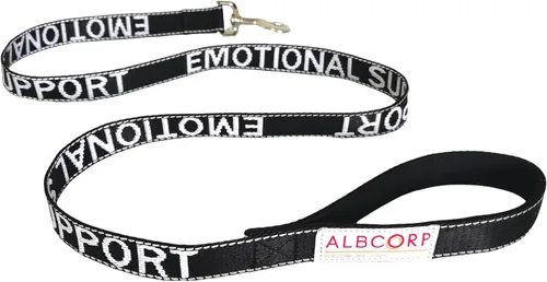Vista 2 de Correa para perro de apoyo emocional ALBCORP 4 pies x 1 pulgada – Correa reflectante ESA con letras bordadas de apoyo emocional, nylon resistente