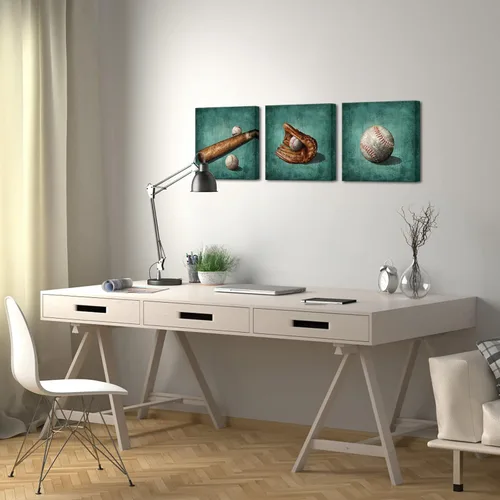 Vista 4 de Artsbay Arte de pared de béisbol para decoración de pared de béisbol, obras de arte de béisbol para hombres, niños, adolescentes, niños, decoración