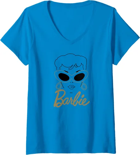 Vista 5 de Barbie 60 aniversario, gafas doradas con cuello en V para mujer, Azul / Patchwork, S Azul Pastel