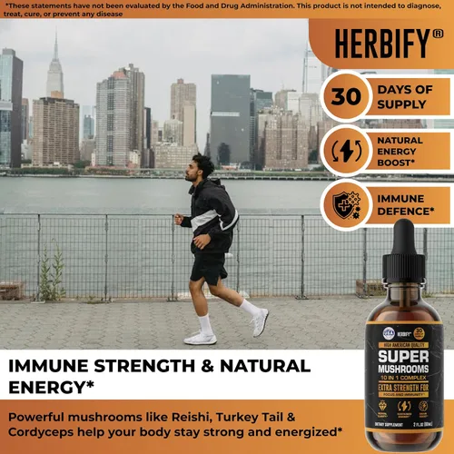 Vista 3 de Suplemento de hongos – Lions Mane Reishi Cordyceps Chaga Turkey Tail Inulina y más hongos para apoyo inmunológico, energía – Suplementos cerebrales