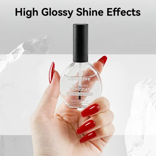 Vista 4 de OpenLive 2 esmaltes de uñas transparentes de capa superior brillante, esmalte de uñas regular de secado rápido, acabado de alto brillo, protección