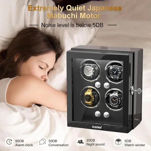 Vista 4 de DUKWIN Enrollador de relojes, bobinadoras de reloj para relojes automáticos con pantalla táctil LCD, caja de reloj automática con control remoto