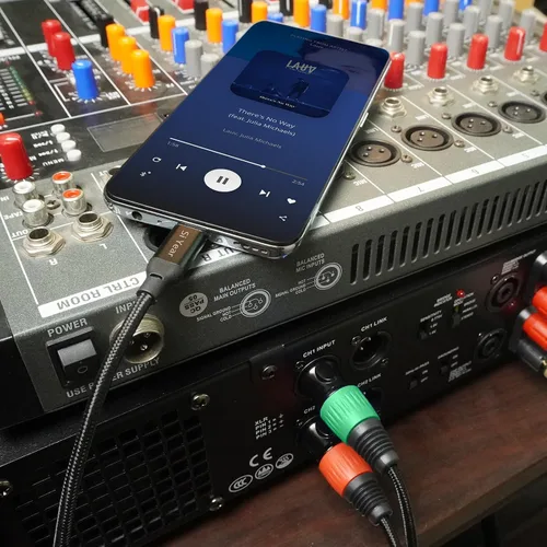 Vista 7 de USB C a doble XLR macho cable de audio, adaptador tipo C a 2 XLR macho cable de amplificador de potencia estéreo para conectar smartphones USB C a