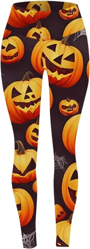 Vista 2 de Leggings de Halloween para mujer, pantalones 2023 ultra suaves impresos en 3D, pantalones de trabajo para Halloween, otoño calabaza