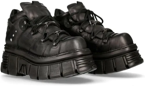 Vista 2 de New Rock 106N Tower - Botas de tobillo para hombre, 100 % piel, estilo gótico, estilo punk, a la moda