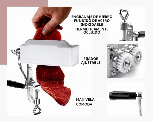 Vista 3 de Cuber ablandador de carne comercial – Herramienta para aplanar carne de alta resistencia, accesorio para picadora de carne, cubeta rodante