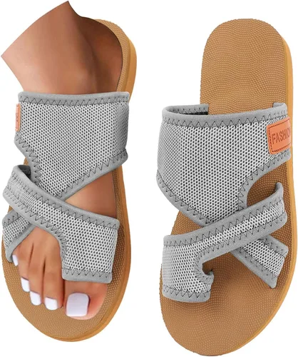 Vista 14 de Tatumaie Sandalias ortopédicas para mujer, de malla hueca, con soporte de arco, cómodas, para playa, planas, con anillo para los dedos del pie