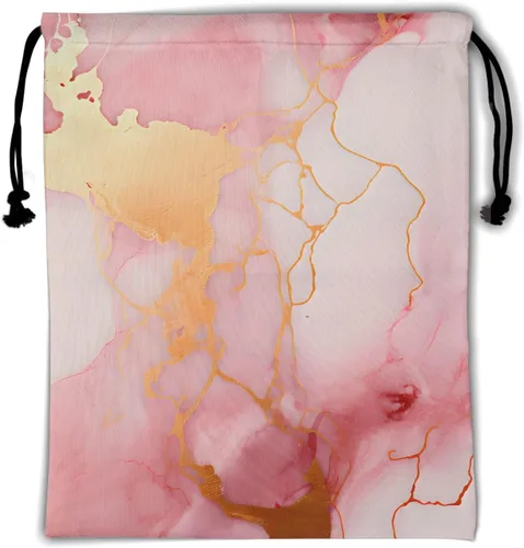 Vista 21 de Bolsa de agarre de gimnasia resistente al agua con cordón ajustable para Patrón de mármol de oro negro