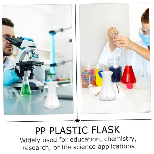 Vista 9 de iplusmile Conjunto de frasco químico Erlenmeyer de 5 piezas de plástico para estudiantes de ciencias