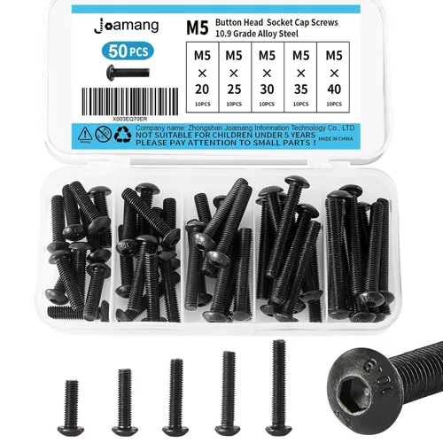 Vista 12 de Tornillos de cabeza de botón M5 x 8 mm, 12 mm, 16 mm, 20 mm, 25 mm, tornillos de cabeza de botón, acero de aleación de grado 10.9, acabado de óxido