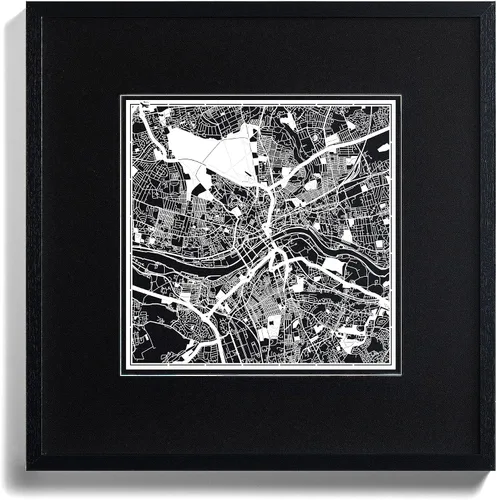 Vista 6 de O3 Design Studio Aberdeen - Mapa de papel cortado en papel blanco de 12 x 12 pulgadas