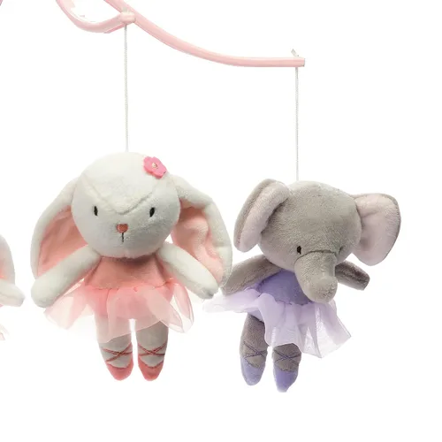 Vista 3 de Bedtime Originals Tiny Dancer - Cuna musical para bebé, color rosa, animales, elefante