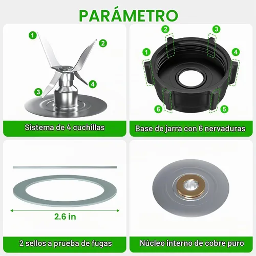 Vista 3 de Piezas de repuesto para cuchilla de licuadora Oster compatibles con licuadora Oster con tapa base de tarro de plástico ABS y 2 juntas de sello