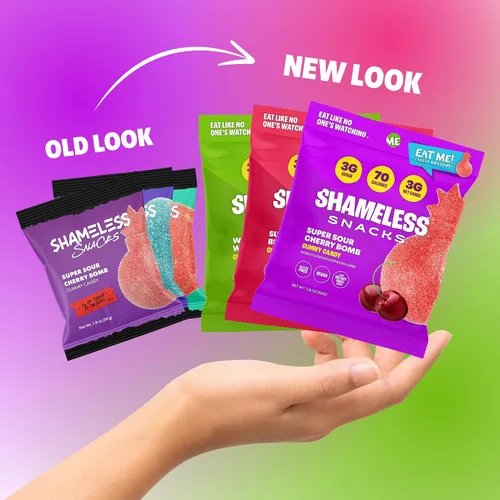 Vista 7 de Shameless Snacks - Gomitas keto bajas en carbohidratos sin gluten - Frambuesa azul, sandía, bomba de cereza