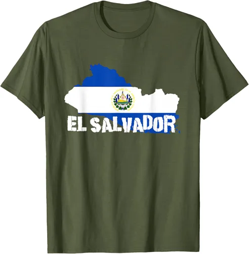 Vista 43 de Camiseta con la bandera de El Salvador, mapa de El Salvador, camiseta de Salvador para mujer, Negro
