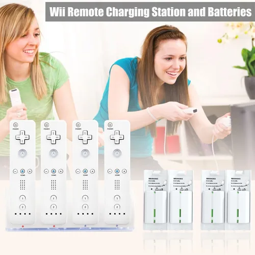 Vista 5 de 4-in-1 Charging Station for Wii&Wii U Remote Controller,Charger with 4 Rechargeable Battery Packs