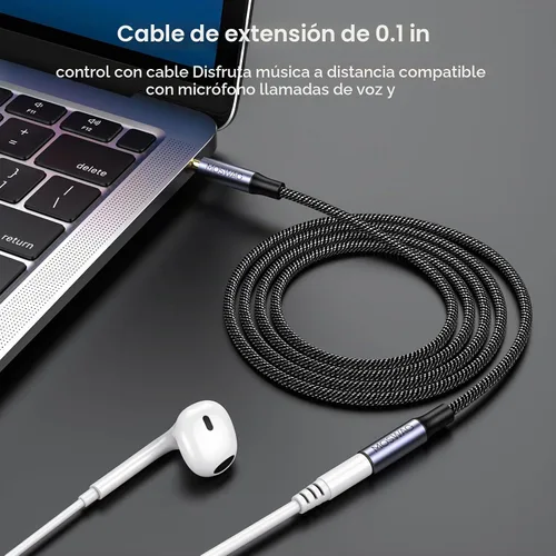 Vista 3 de MOSWAG Cable de extensión de 3.28 pies y 0.1 in de audio macho a hembra Negro
