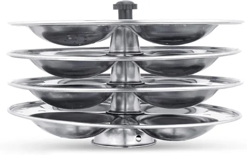 Vista 4 de Vinod Soporte Idli de acero inoxidable adecuado para cocina india - Soporte de 3 niveles - Hace hasta 12 Idlis - Resistente al polvo - Platos