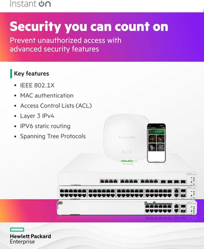 Vista 8 de Aruba Instant On 1960 Switch Inteligente de 48 Puertos Gb-48x 1G 2X SFP+ 2x10GBase-T (JL808A#ABA)