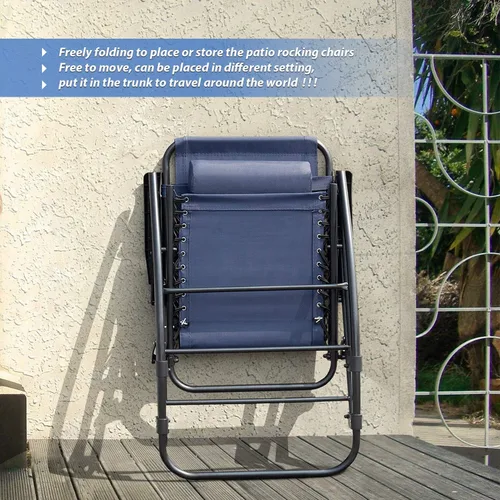 Vista 6 de Devoko - Silla de columpio para patio de gravedad cero, reclinable amplia para exteriores, con reposacabezas y almohada, para césped, playa