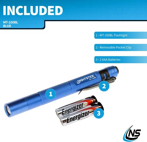Vista 8 de Nightstick MT-100BL Mini-TAC Linterna LED de Metal - 2 AAA, 5.4 in (137 mm), Azul