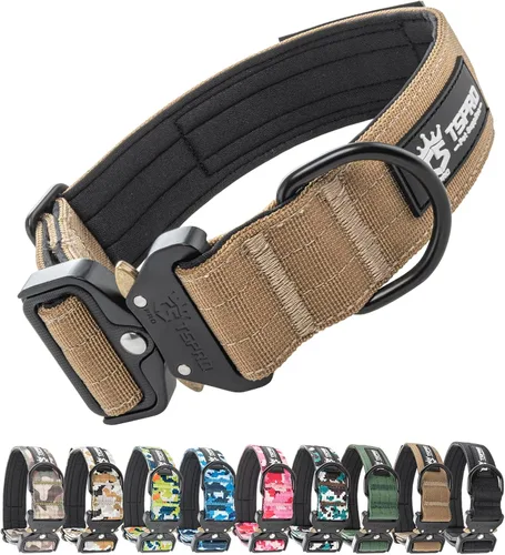 Vista 9 de TSPRO - Collar táctico para perro, hebilla metálica de liberación rápida Verde Básico - Estilo Parche