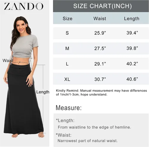 Vista 3 de Zando Faldas largas para mujer, vestidos de moda de cintura alta, falda larga casual de entrenamiento, falda de flores acampanada para niñas