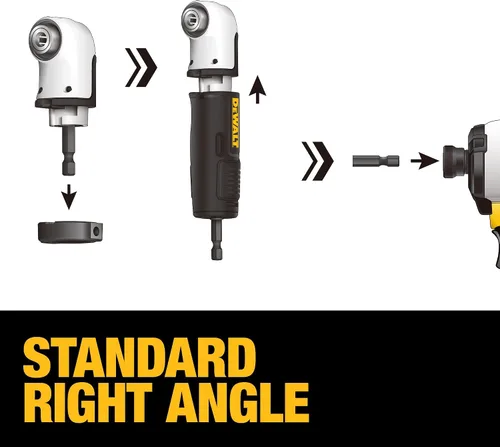 Vista 9 de DEWALT Adaptador de taladro de ángulo recto FLEXTORQ, sistema 4 en 1, eje flexible recto compacto de 12 pulgadas, adaptador de taladro de 90 grados