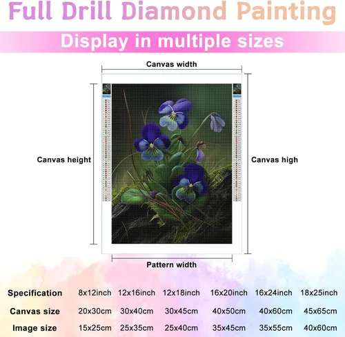 Vista 2 de Kits de pintura de diamantes 5D para adultos, hermosas violetas, kit de pintura de diamante, hermosas plantas florales por números para decoración
