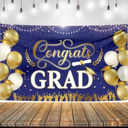 Vista 17 de KatchOn, XtraLarge We are So Proud of You Banner – 72 x 44 pulgadas Fondo de graduación negro y dorado 2026 para decoraciones de graduación 2026