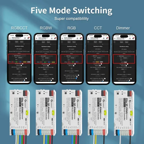 Vista 3 de GLEDOPTO Elite 5P EXMU WLED PWM 5 in 1 LED Strip Controller