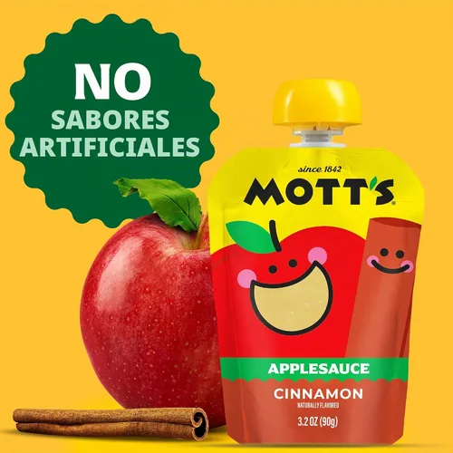 Vista 7 de Mott's Puré de manzana y canela, bolsas transparentes de 3.2 onzas, paquete de 20