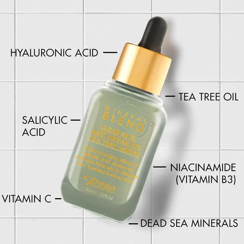Vista 6 de Suero facial de árbol de té con vitamina C y ácido hialurónico - Suero facial cosmético para el equilibrio de la piel, 1.02 onzas líquidas