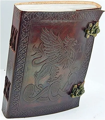 Vista 2 de Cuaderno de Diario de Cuero con Dragón con Papel Rayado - Diario de Calabozos y Dragones Cuaderno Libro de las Sombras Dnd para Hombres y Mujeres 6