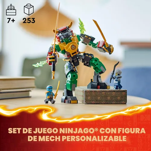 Vista 2 de LEGO NINJAGO 71817 - Juego de batalla personalizable con Mech de Poder Elemental de Lloyd con 3 figuras de acción Ninja, juego de aventuras