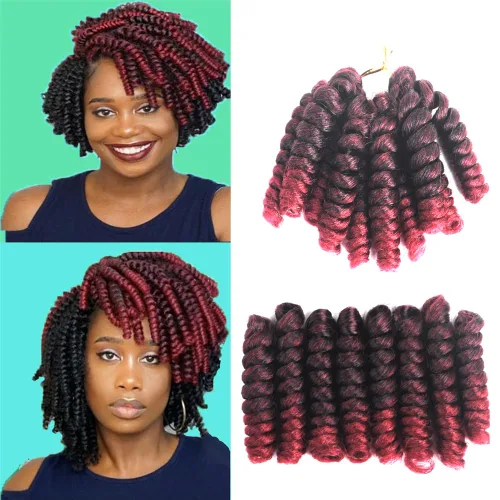 Vista 36 de Saniay - 3 paquetes de trenzas de ganchillo cortas trenzadas de ganchillo con espiral, rizos con espiral jamaicana, 20 mechones por paquete