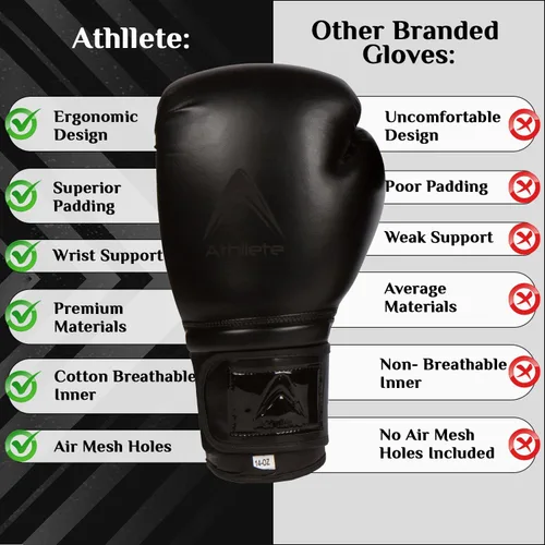 Vista 4 de Athllete Guantes de boxeo duraderos y cómodos para hombres y mujeres, acolchado extra grueso para boxeadores principiantes y entrenamiento físico