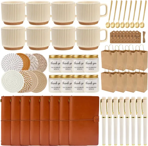 Vista 10 de Premios de baby shower para ganadores de juegos, premios de juegos de baby shower, tazas de cerámica con cucharas de metal, posavasos tejidos