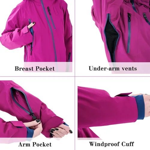 Vista 5 de XUQNAGG Traje de esquí de una pieza para mujer, resistente al viento, impermeable, cálido, transpirable, desmontable, para deportes de nieve