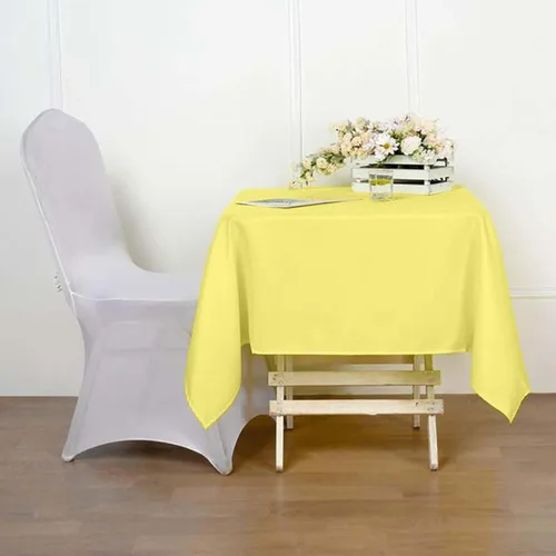 Vista 44 de Efavormart - Mantel cuadrado de lino de poliéster sin costuras, 54 x 54 pulgadas, color beige, para banquetes de boda, fiesta, restaurante