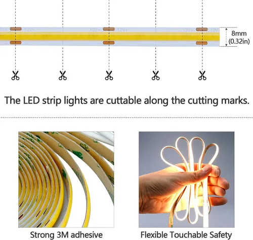 Vista 4 de GOMING Tira de luz LED COB con sensor de movimiento, 16.4 pies