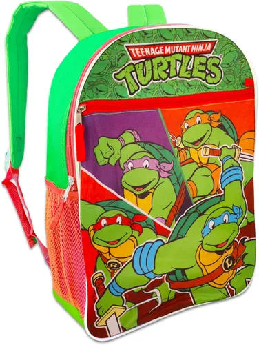 Vista 2 de Teenage Mutant Ninja Turtles Juego de mochila y bolsa de almuerzo - Paquete con mochila TMNT para niños, lonchera, botella de agua, calcomanías, más